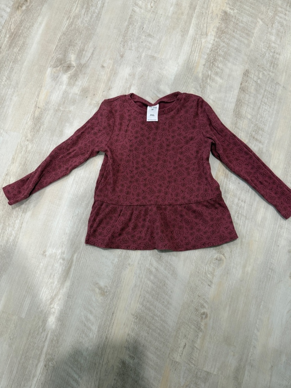 okie dokie Burgundy Long Sleeve Peplum Top